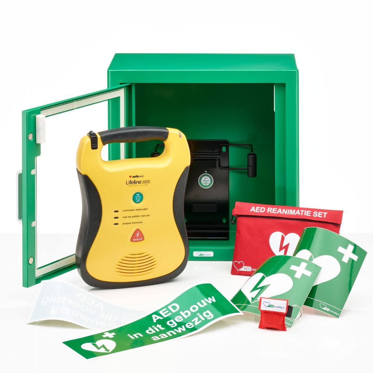 Defibtech Lifeline AED + binnenkast + beugel-Halfautomaat-Groen