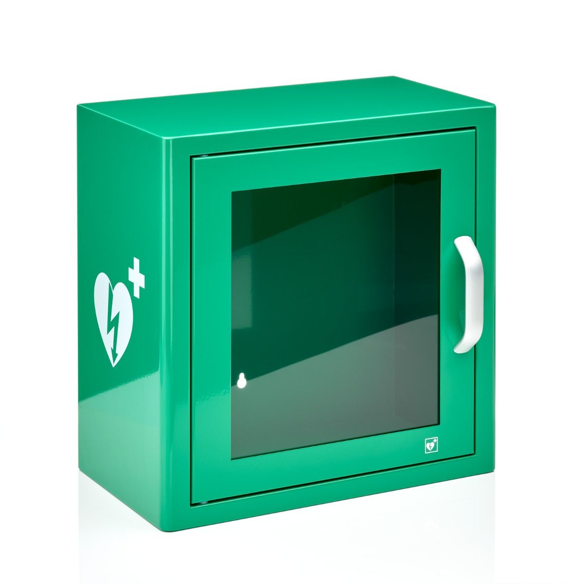 AED binnenkast Groen met alarm en logo