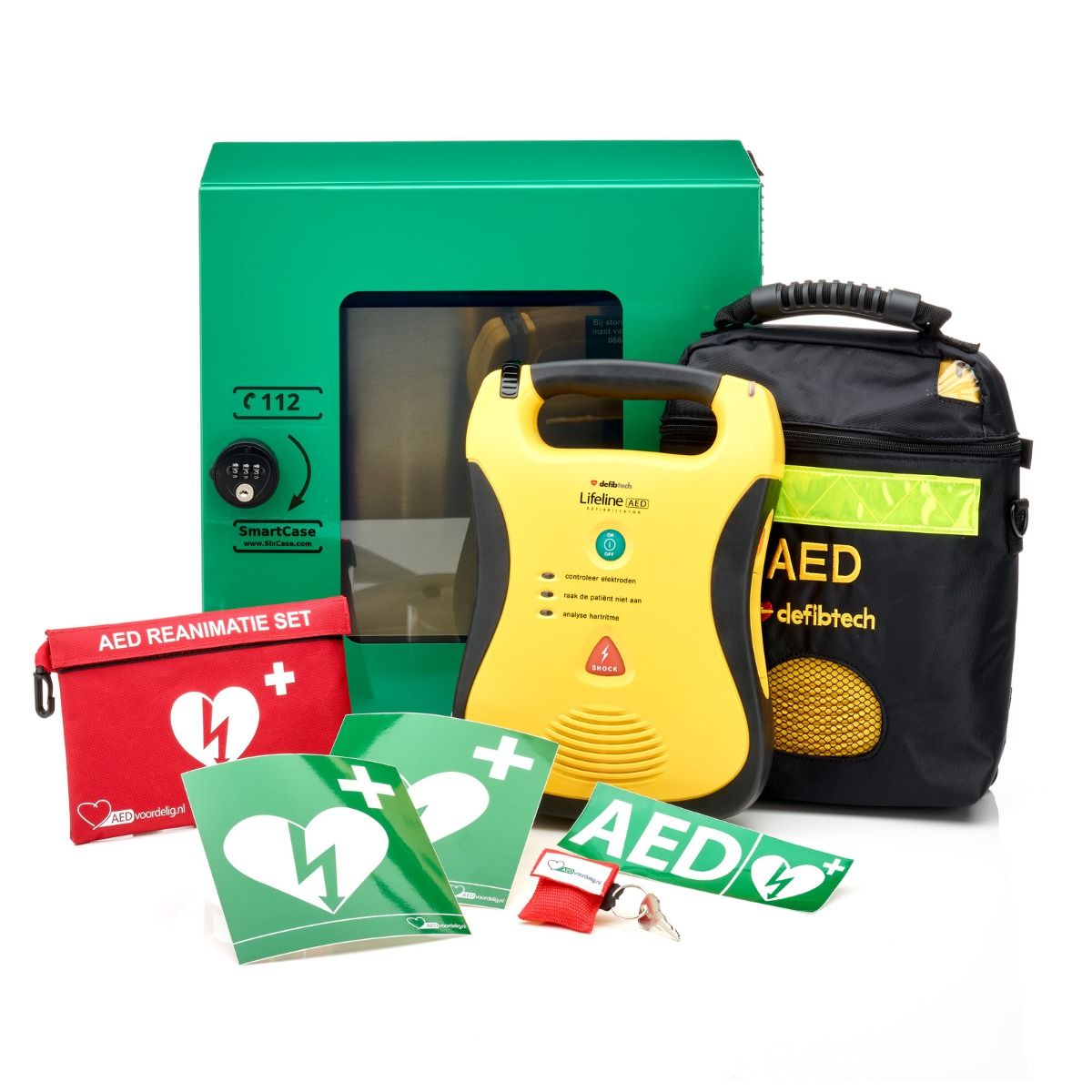 Defibtech Lifeline AED + buitenkast-Groen met pin-Halfautomaat afbeelding