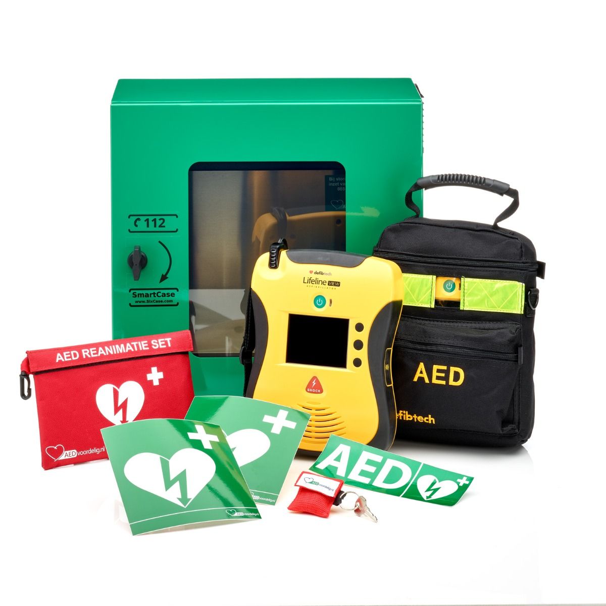 Defibtech Lifeline VIEW AED + buitenkast-Groen-Halfautomaat-Nederlands-Frans afbeelding