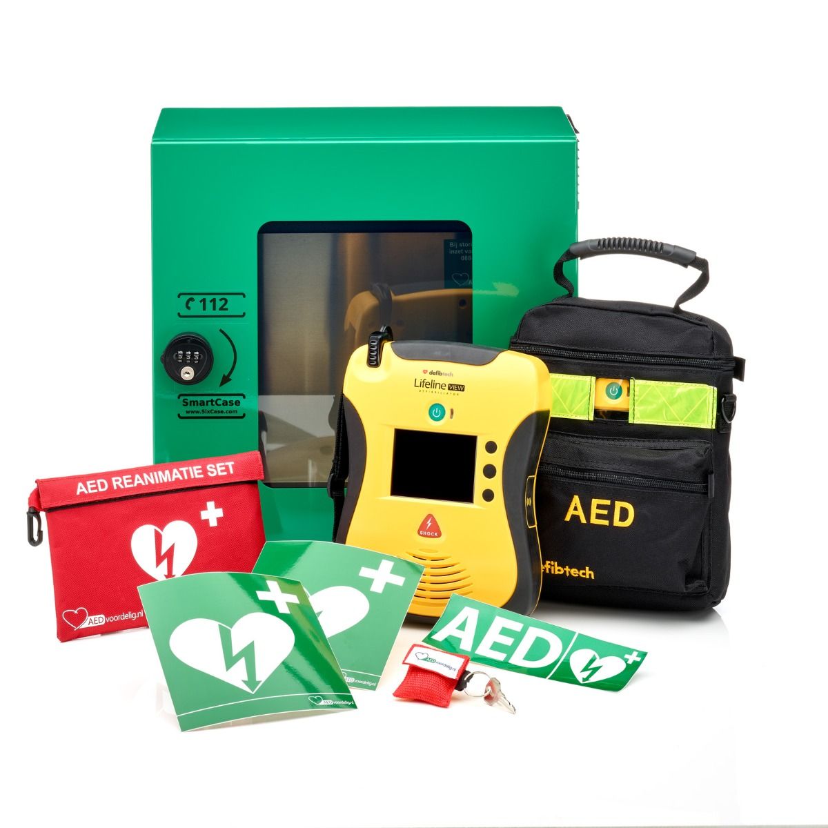 Defibtech Lifeline VIEW AED + buitenkast-Groen met pin-Volautomaat-Nederlands-Engels afbeelding