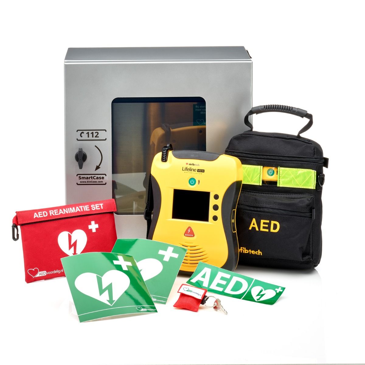 Defibtech Lifeline VIEW AED + buitenkast-Grijs-Volautomaat-Nederlands-Frans afbeelding