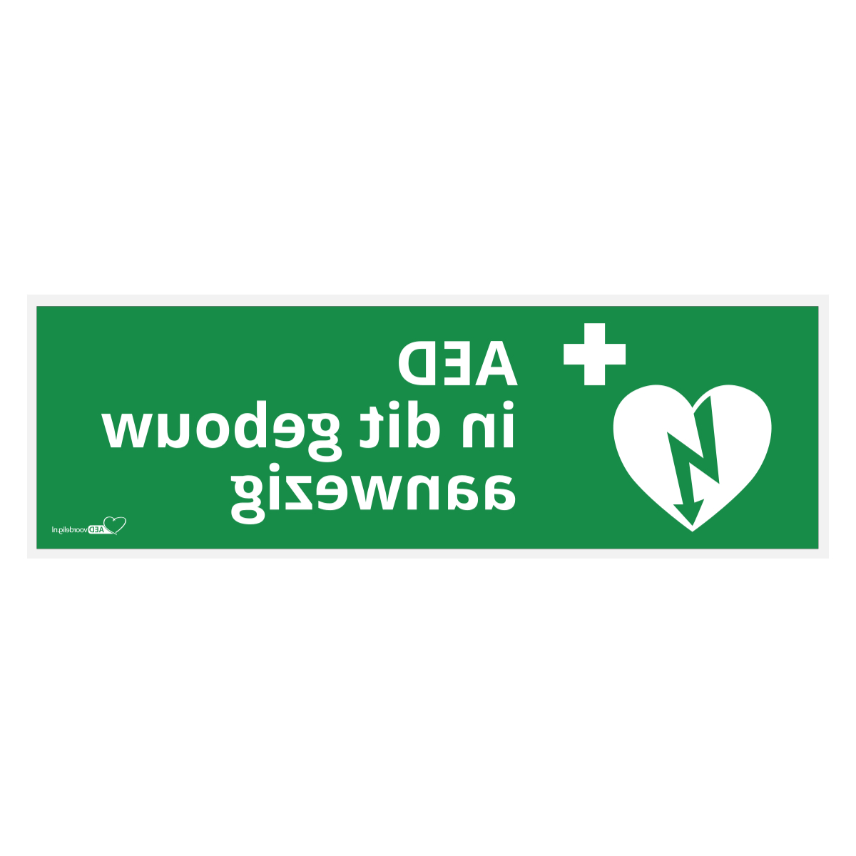 AED aanwezig sticker reverse 30x10