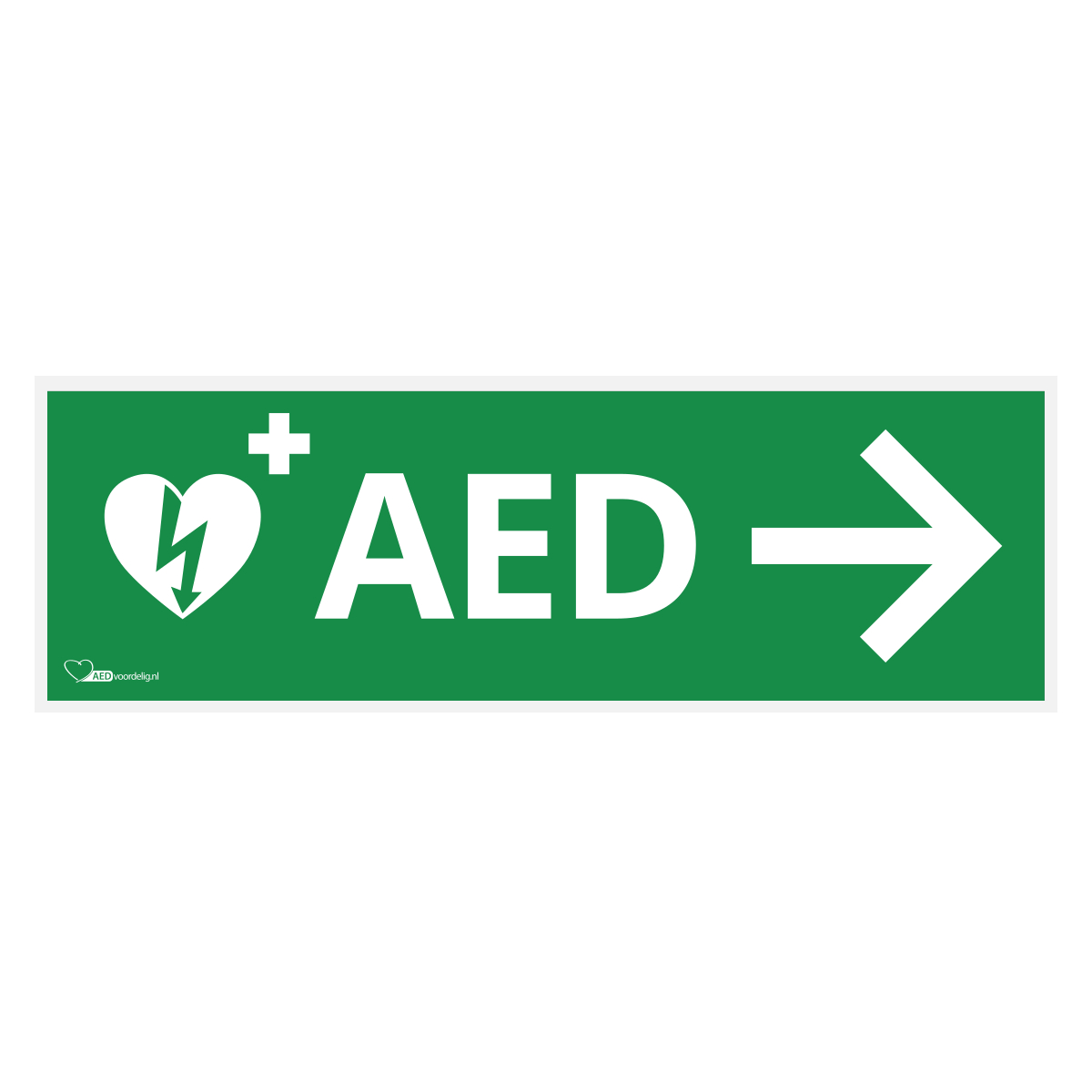 AED sticker met pijl rechts 30x10 afbeelding