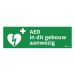 AED aanwezig sticker 30x10