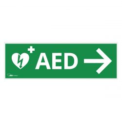 AED sticker met pijl rechts 30x10