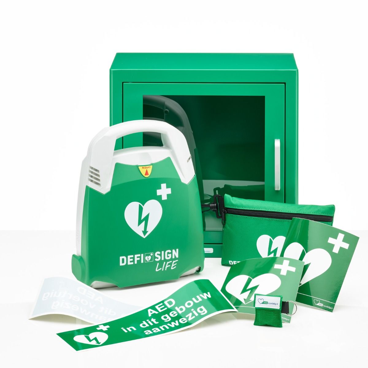DefiSign Life AED + binnenkast-Groen-Volautomaat-NL/ENG/DE